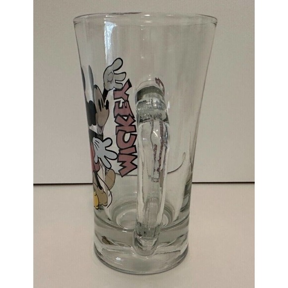 DISNEY Mickey Mouse VINTAGE Glass Mug Stein w/ Handle Excellent Graphics - Picture 3 of 12